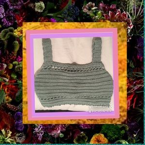 Army Green Cute Crochet Crop Top